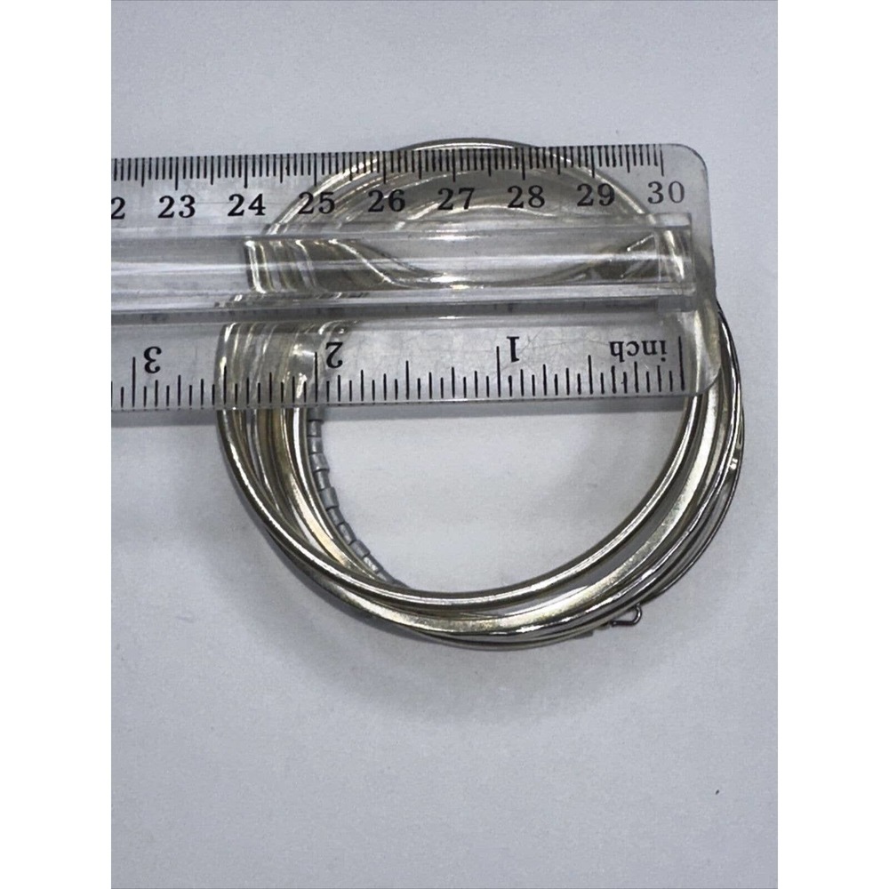 Bangle Bracelet Lot Stackable Rhinestone Grey Bea… - image 6